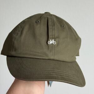 Tentree Green Bike Around Peak Hat Adjustable Graphic Baseball Cap Olive Green
